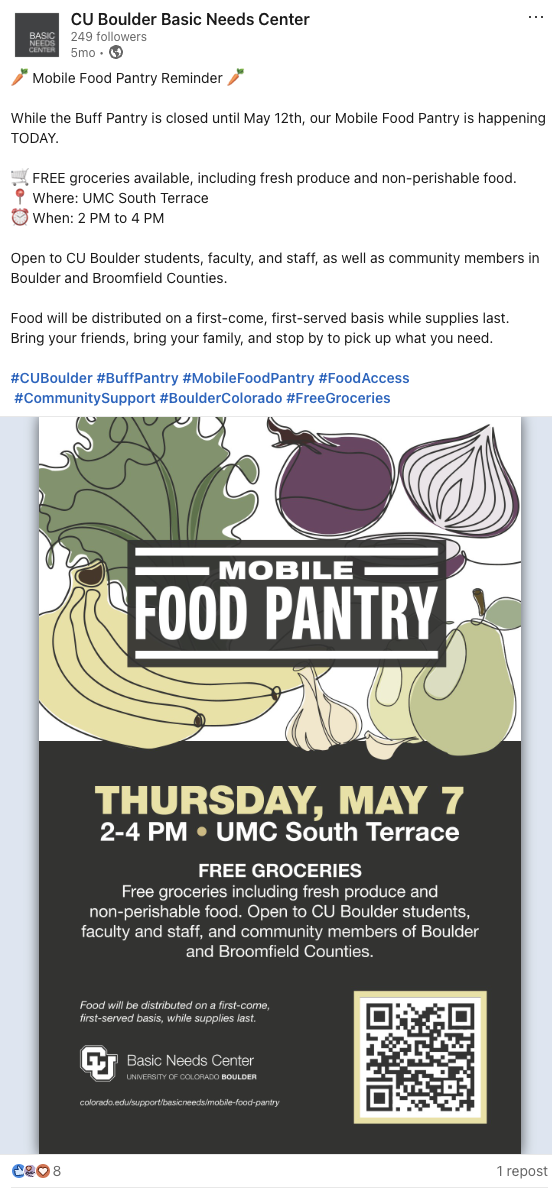 Mobile Food Pantry LinkedIn post