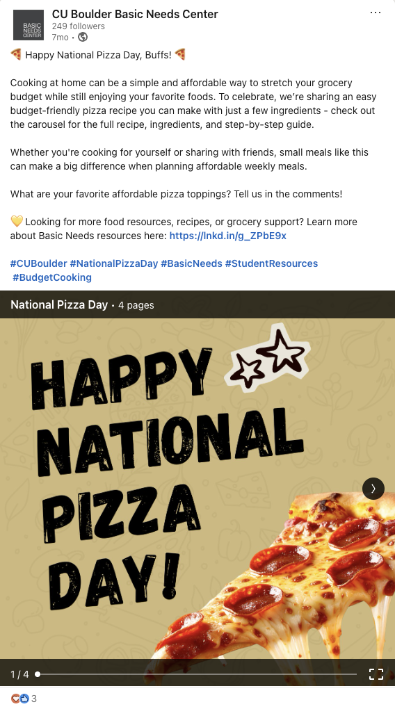 National Pizza Day LinkedIn post